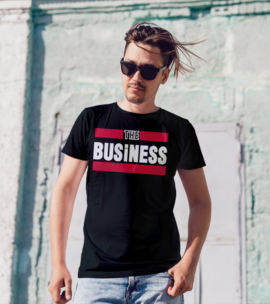 The Best Of The Business White Text On Black Background With Red Stripes T-Shirt