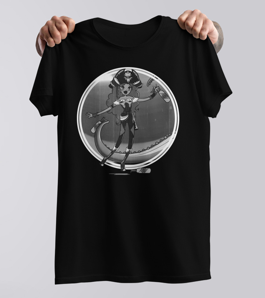 Pirate Queen With Skull Hat And Tentacle Companion T-Shirt