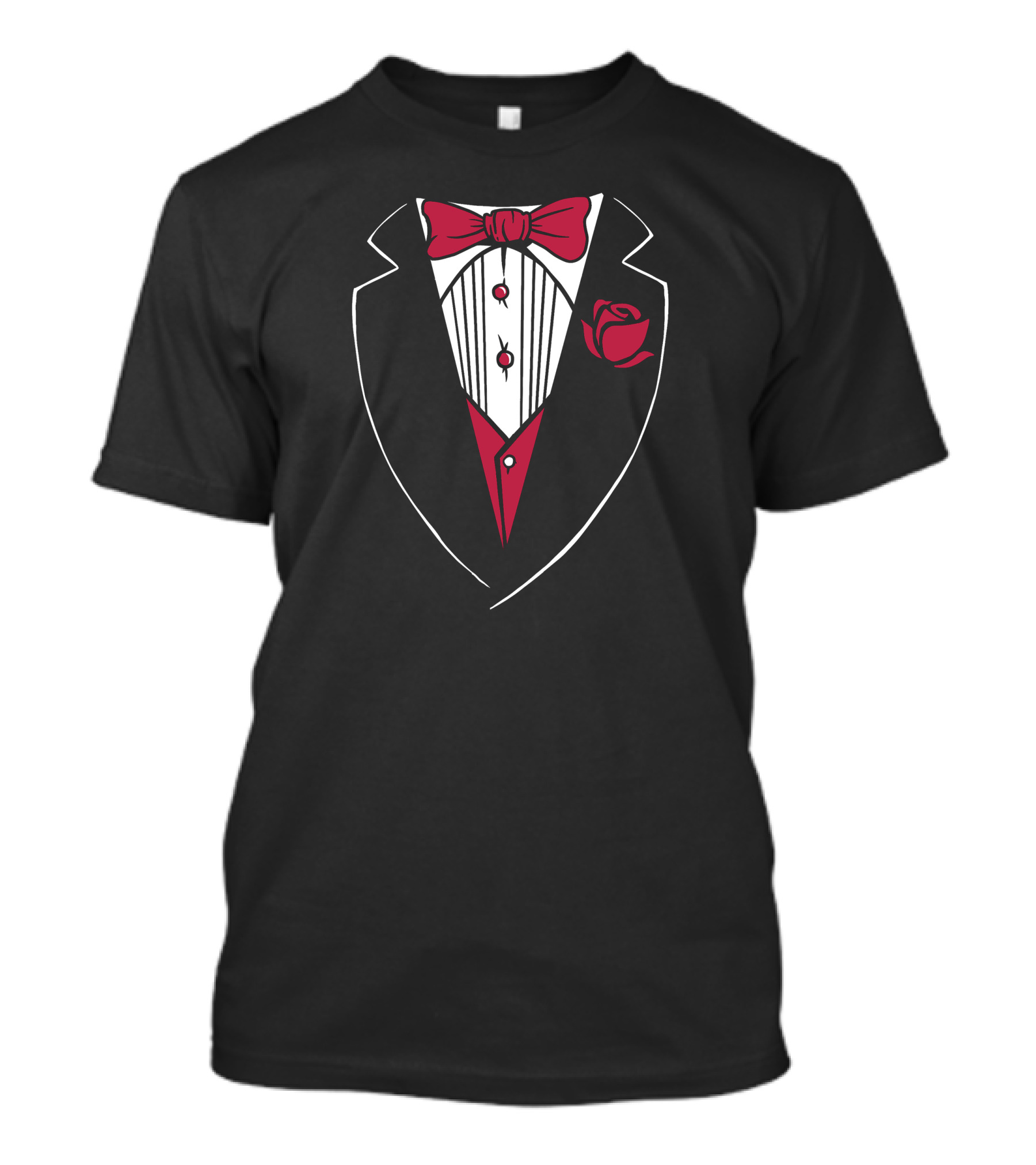 Tuxedo Bow Tie And Rose Ensemble T-Shirt