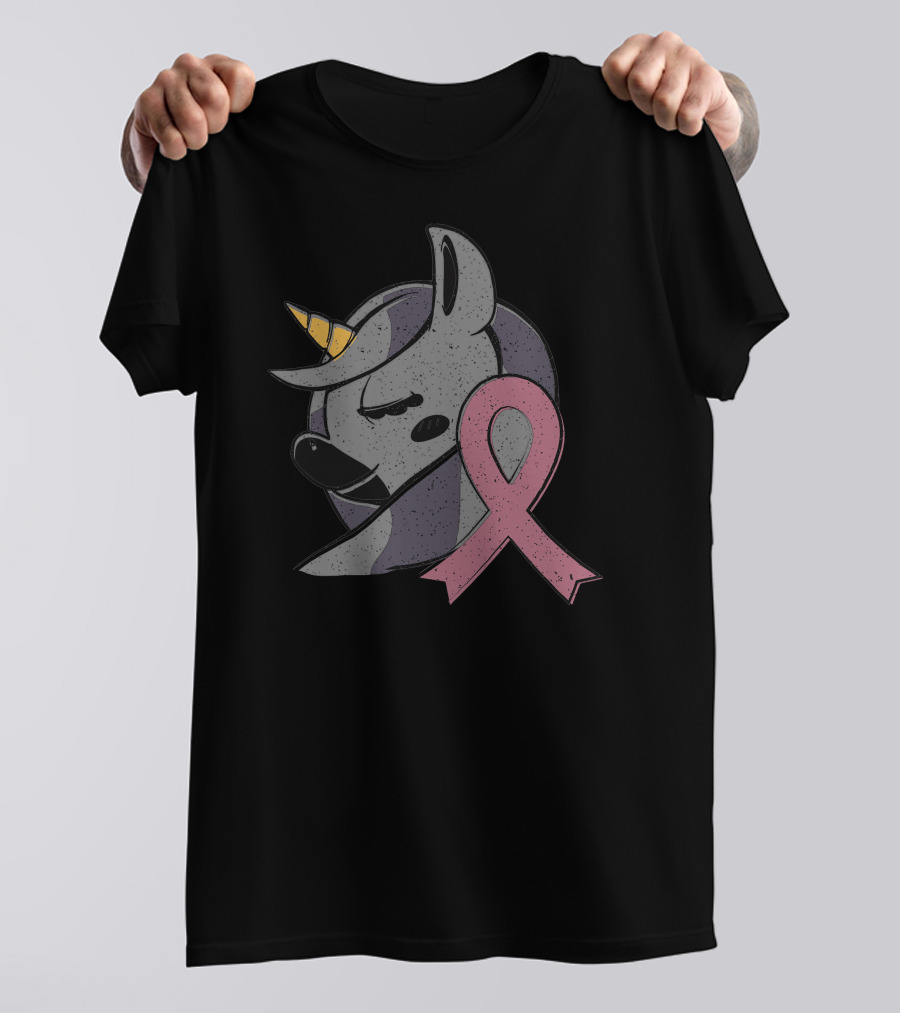 Unicorn Breast Cancer Awareness Pink Ribbon T-Shirt