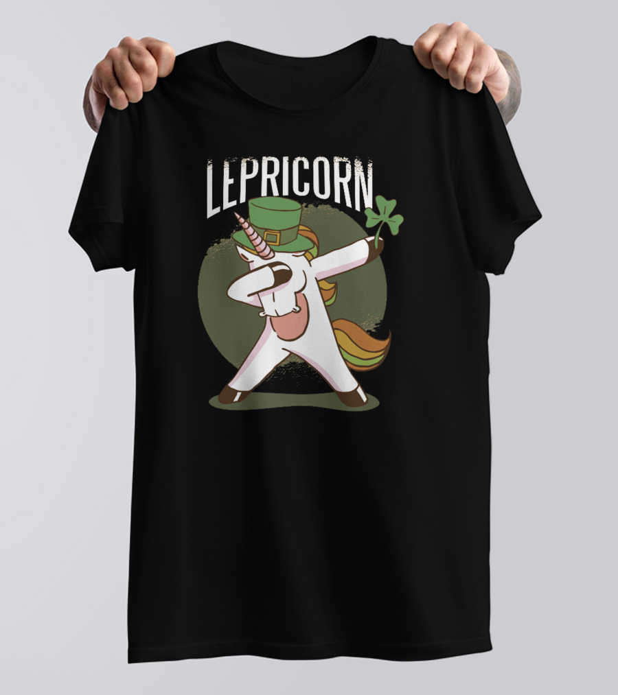 LEPRICORN Unicorn Dabbing With Leprechaun Hat And Shamrock T-Shirt