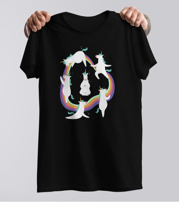 Unicorn Rainbow Yoga Poses T-Shirt