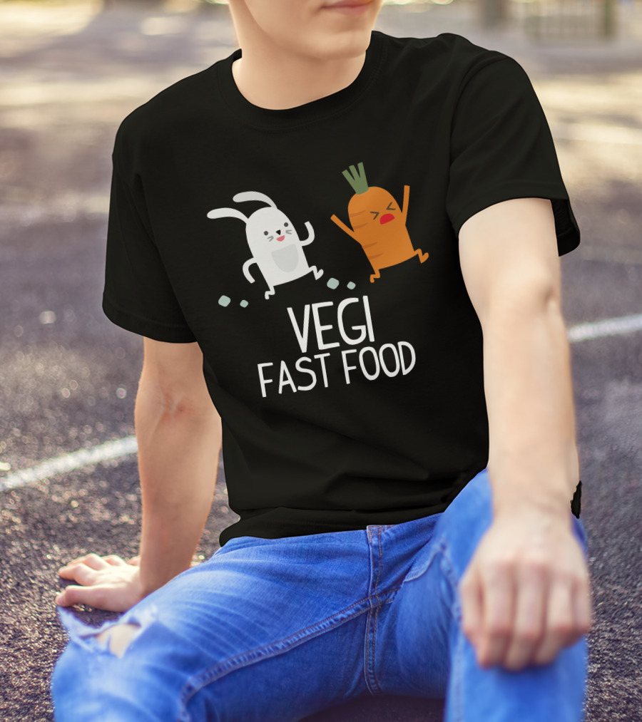 Vegi Fast Food Rabbit And Carrot Chase T-Shirt