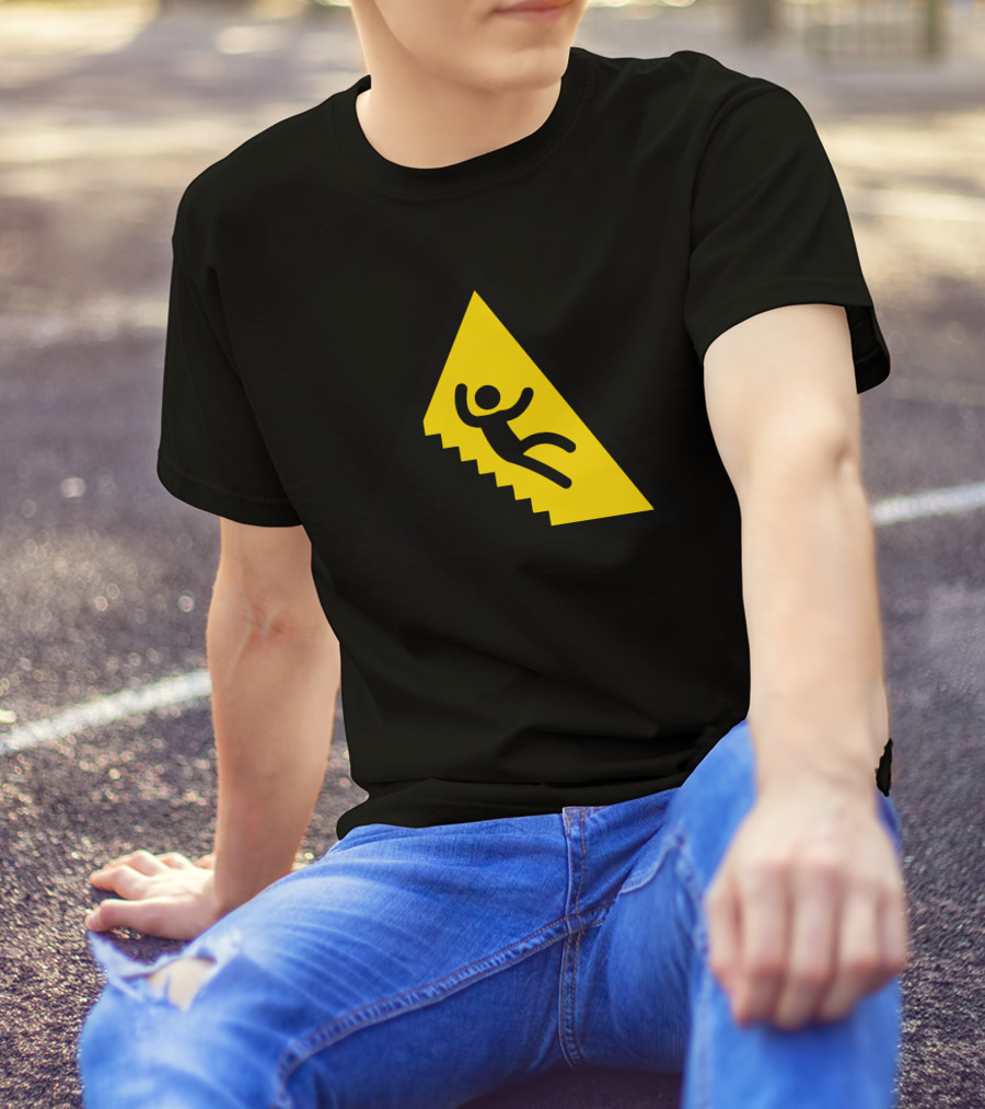 Warning Falling Hazard Icon Stairs T-Shirt