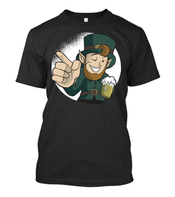 Winking Leprechaun With Beer And Cheerful Gesture T-Shirt