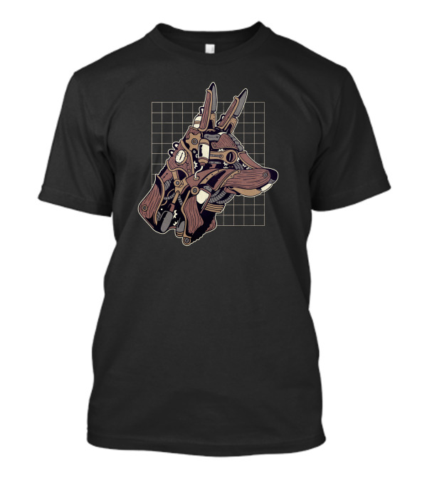 Wolf Steampunk Mechanical Grid T-Shirt