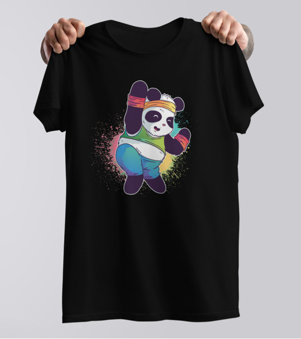 Zumba Panda Dance Workout Fitness Rainbow Splatter T-Shirt