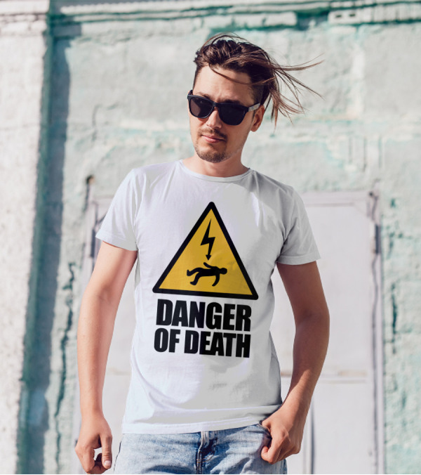 Danger Of Death Warning Sign With Triangle And Lightning Bolt T-Shirt