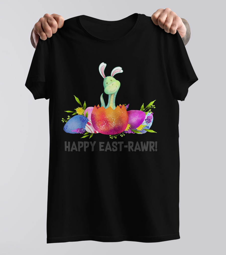 Happy East-Rawr Dinosaur Easter Day Egg T-Shirt
