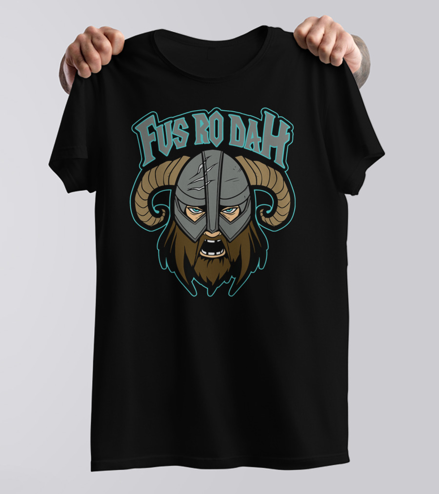 Fus Ro Dah Dragon Scream Horned Helmet Character T-Shirt