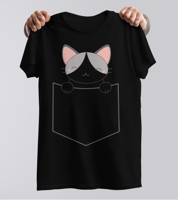 A Pocket Filled With A Cute Cat Peeking Playfully T-Shirt