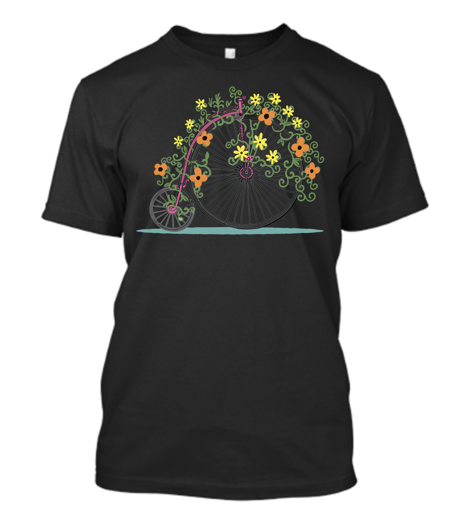 Whimsical Flower Bicycle Embracing Nature Blooms T-Shirt