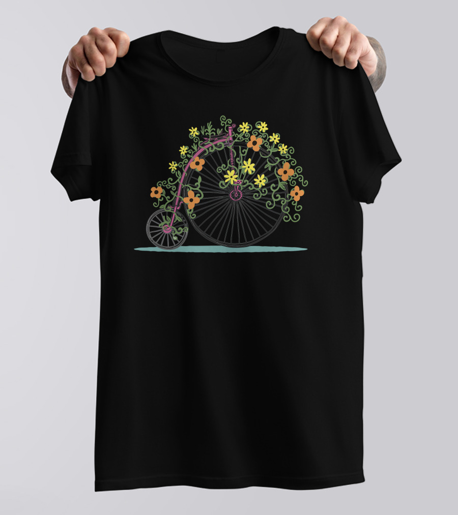 Whimsical Flower Bicycle Embracing Nature Blooms T-Shirt