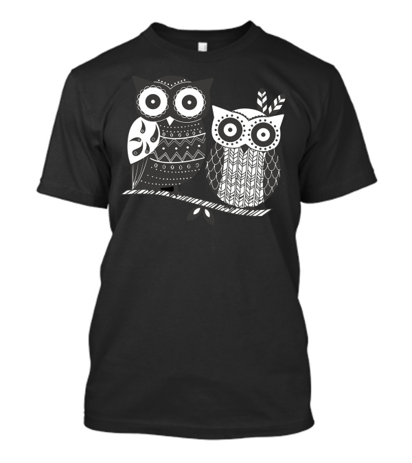 Bohoowl Whimsical Patterned Owls On Branch T-Shirt