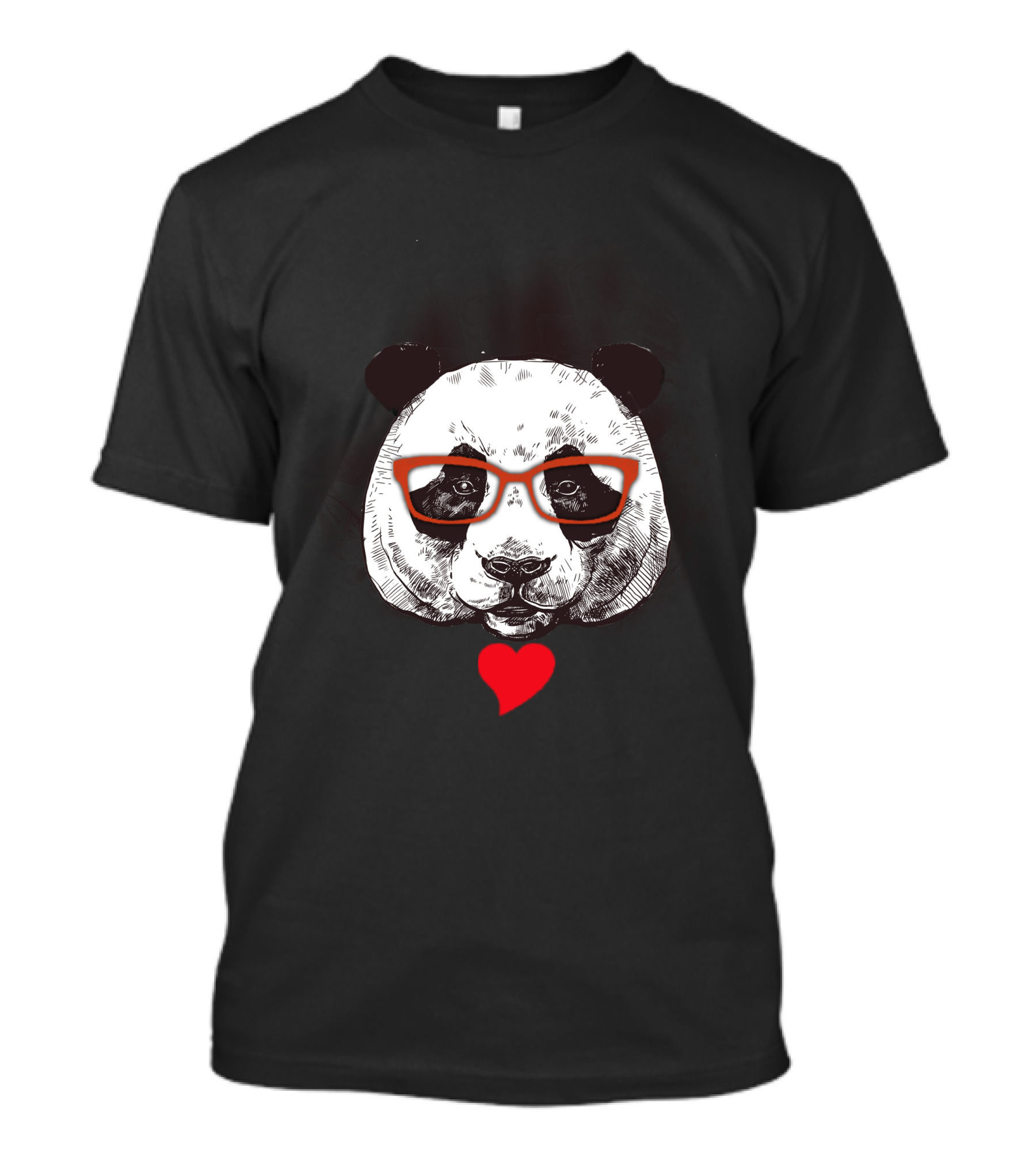 Lovers Of Panda Bear Red Heart Glasses T-Shirt