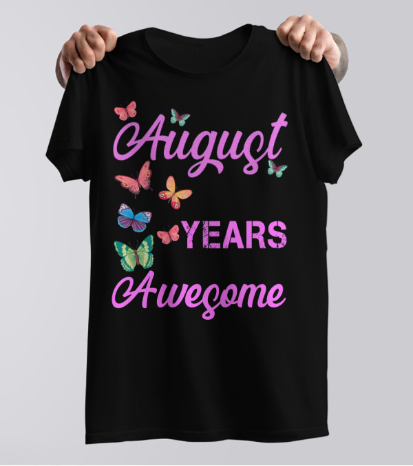 August 1980 Made 40 Years Being Awesome Butterfly T-Shirt
