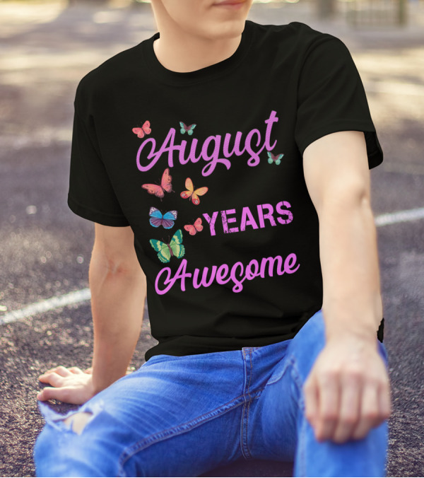 August 1980 Made 40 Years Being Awesome Butterfly T-Shirt
