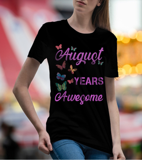 August 1980 Made 40 Years Being Awesome Butterfly T-Shirt