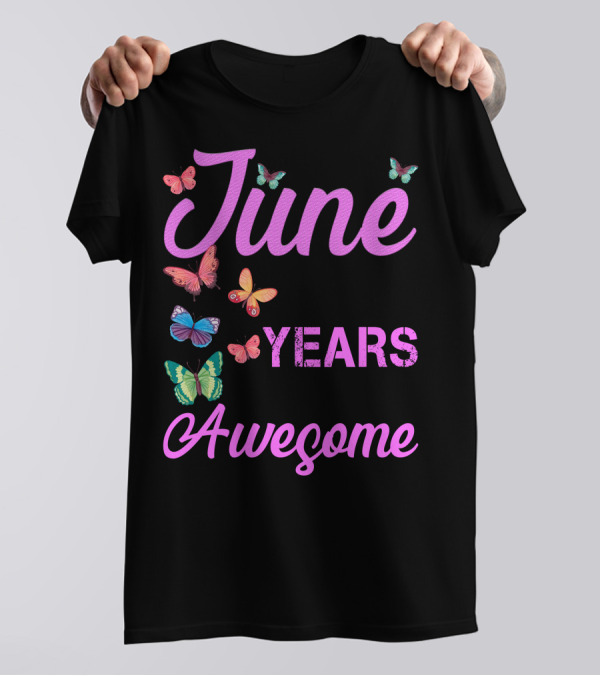 Made In June 1960 Years 60 Of Being Awesome Butterflies T-Shirt