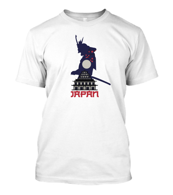 Moon Samurai Japan Castle Sakura Warrior Shadows T-Shirt