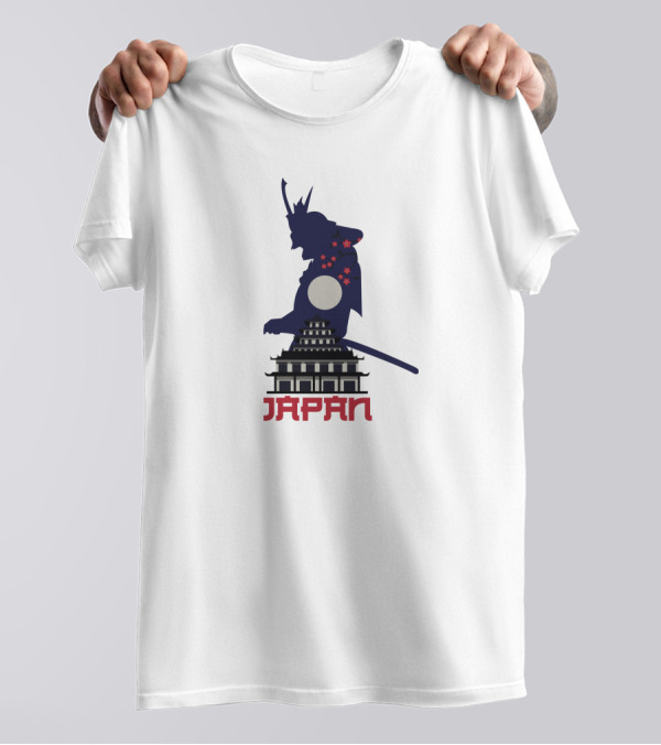 Moon Samurai Japan Castle Sakura Warrior Shadows T-Shirt