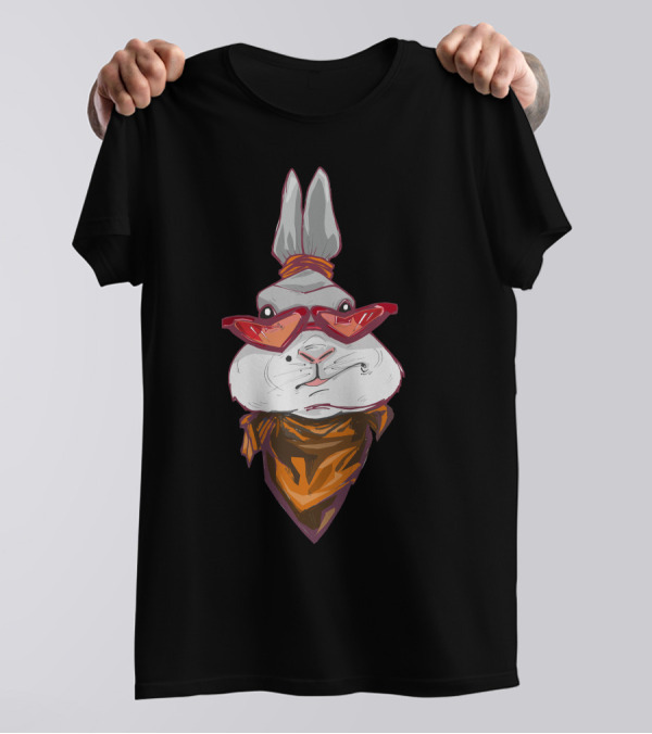 Ornate Bunny Bandana Style With Sunglasses T-Shirt