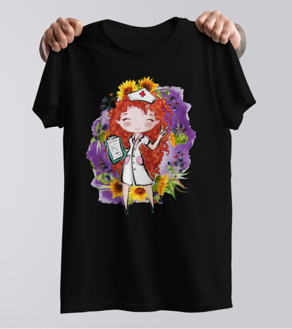 Redhead Nurse With Flowers Proud To Be A Nurse Baby Jumpsuit T-Shirt