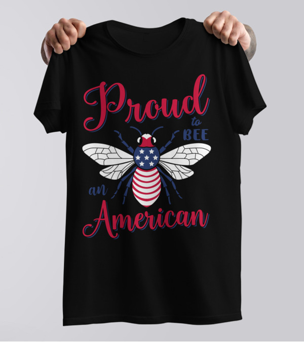 Proud To Bee An American Patriotic USA Flag Bee T-Shirt