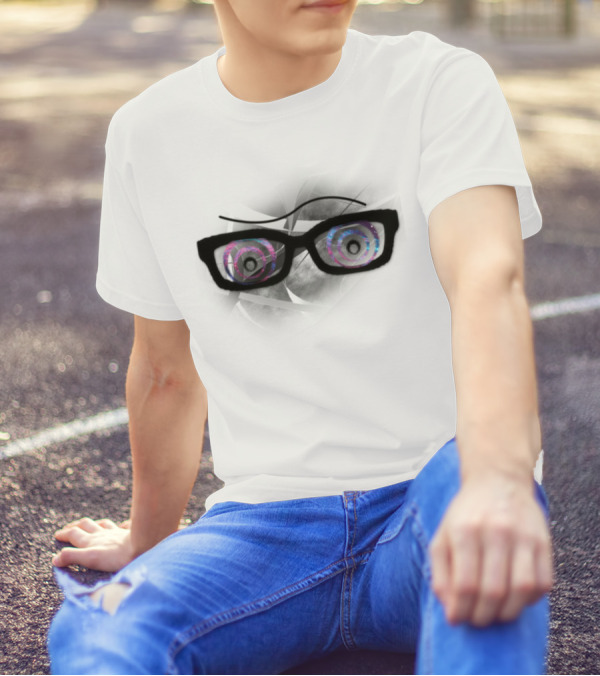 Smiley Hypnotic Glasses With Colorful Swirling Eyes T-Shirt