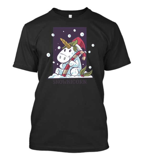 Snownicorn Holiday Candy Cane Fantasy Creature T-Shirt