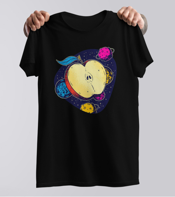 Space Apple Planets Starry Cosmos T-Shirt