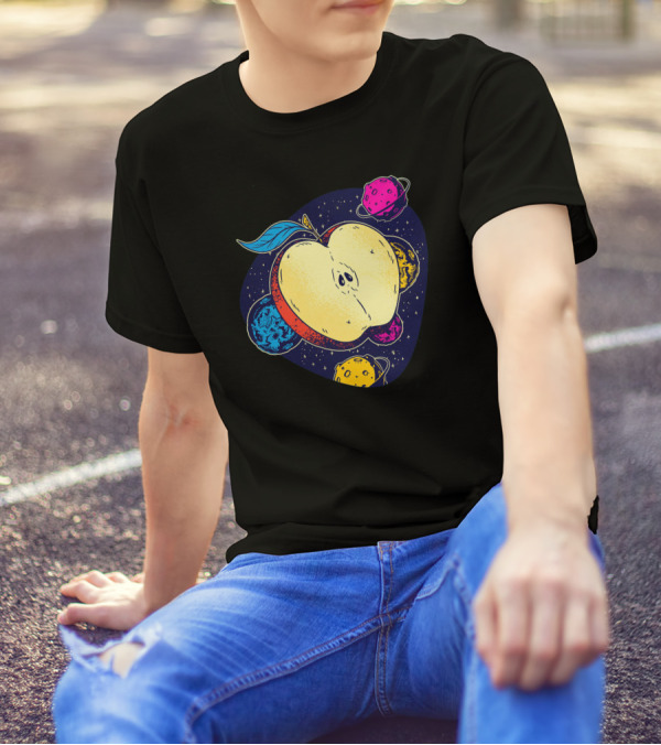Space Apple Planets Starry Cosmos T-Shirt
