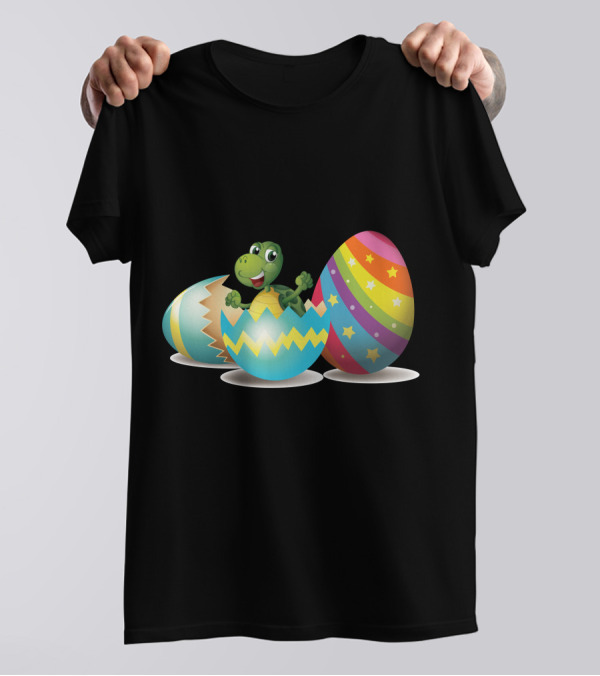 Turtle Hatching From Colorful Easter Eggs T-Shirt