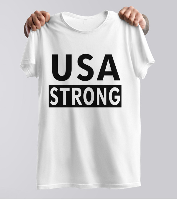 USA Strong Retro Bold Block Letters T-Shirt