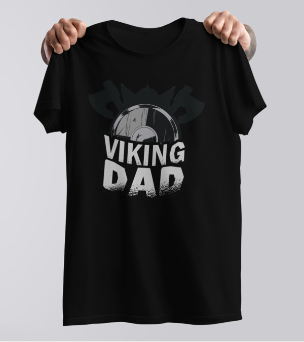 Viking Dad Shield And Axes Warrior Motif T-Shirt