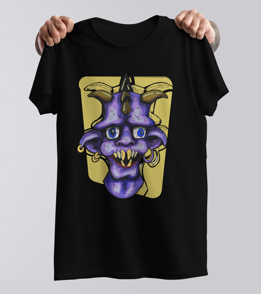 Zombiex One Purple Demon Creature With Horns And Piercings T-Shirt