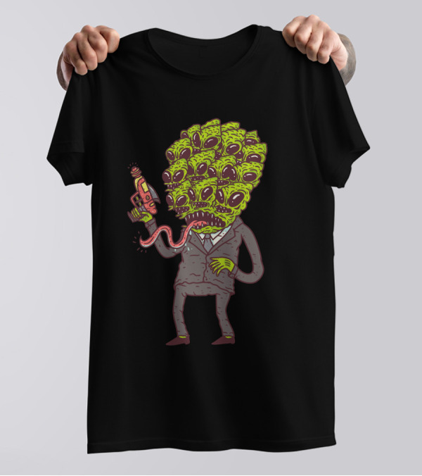 Agent Alien Multi-Eyed Monster Suit With Ray Gun T-Shirt