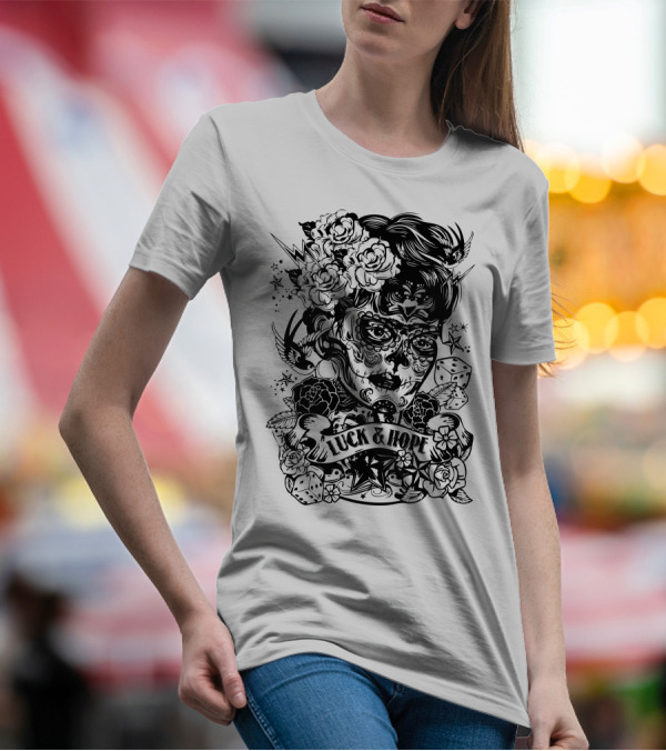 Catrina Dice Roses Swallows Luck And Hope T-Shirt