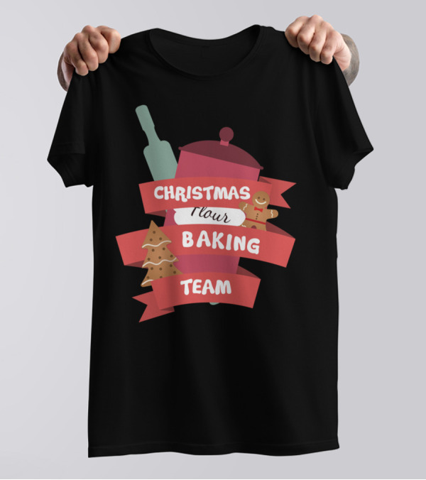 Christmas Baking Team Flour Gingerbread Rolling Pin Cookie T-Shirt
