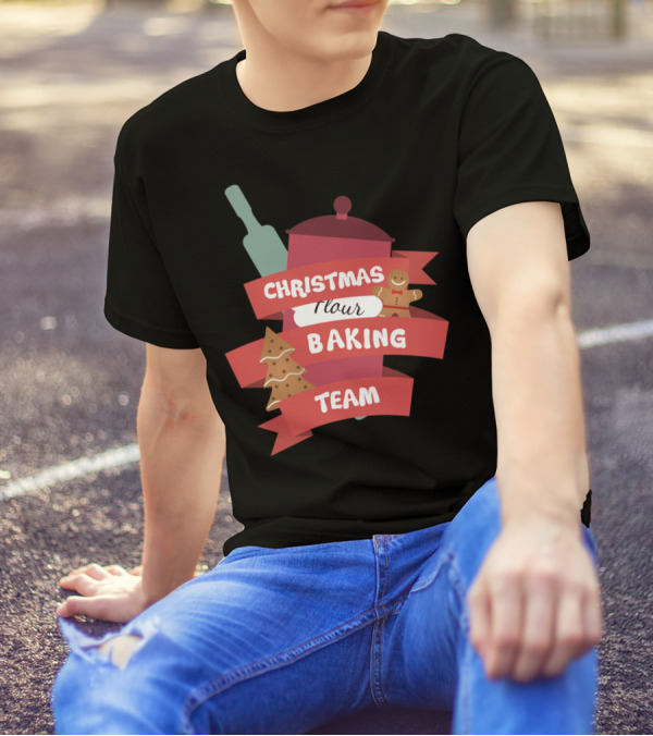Christmas Baking Team Flour Gingerbread Rolling Pin Cookie T-Shirt
