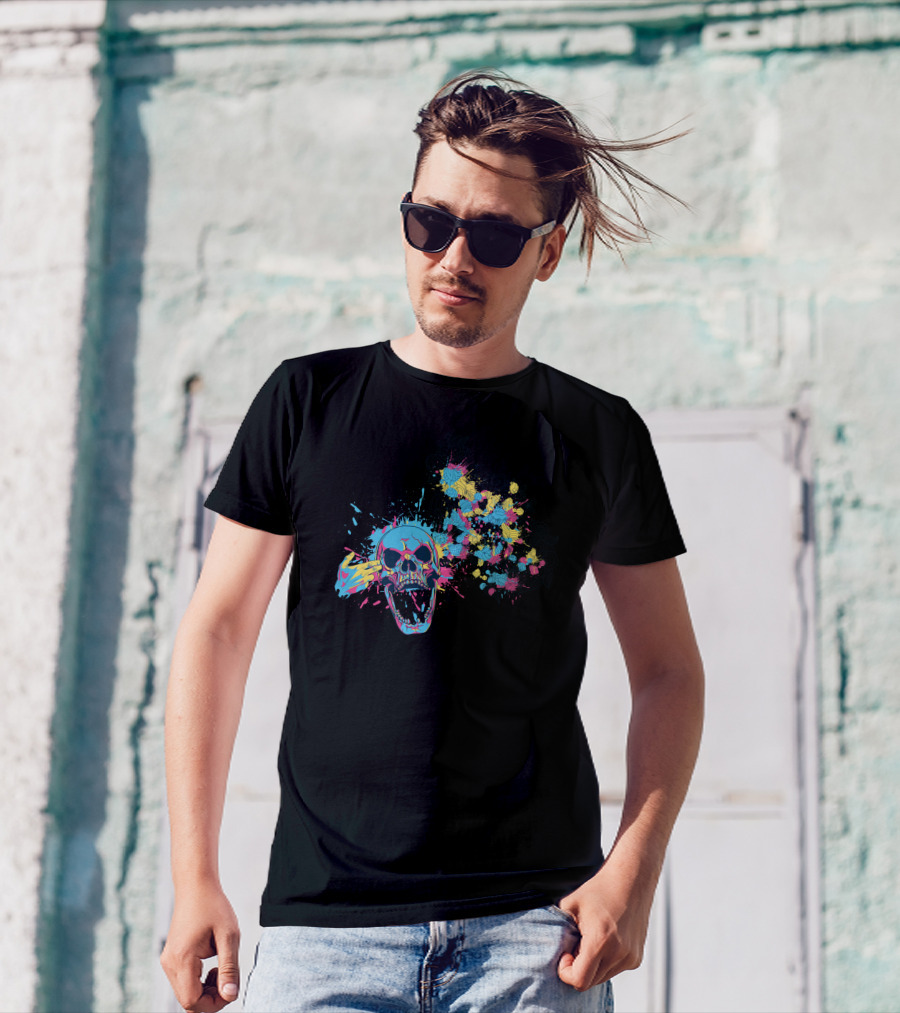 CMYK Skull Explosion Vibrant Colors T-Shirt