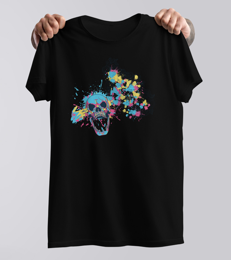 CMYK Skull Explosion Vibrant Colors T-Shirt