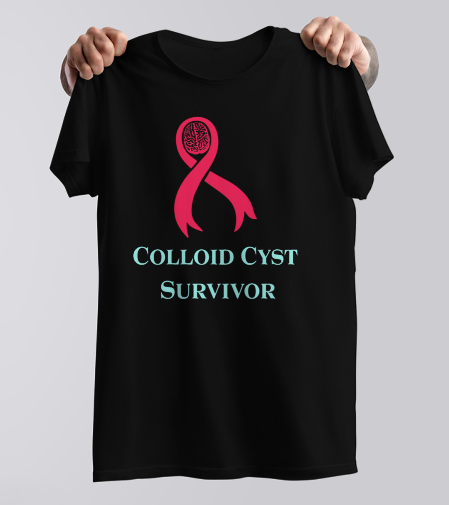 Colloid Cyst Survivor Red Ribbon Awareness Brain T-Shirt