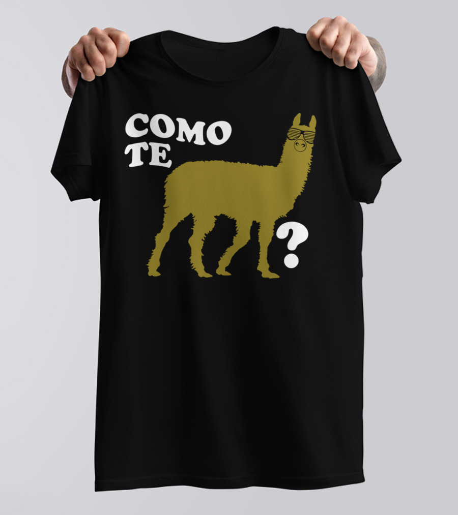 COMO TE LLAMA Sunglasses Llama With Question Mark T-Shirt