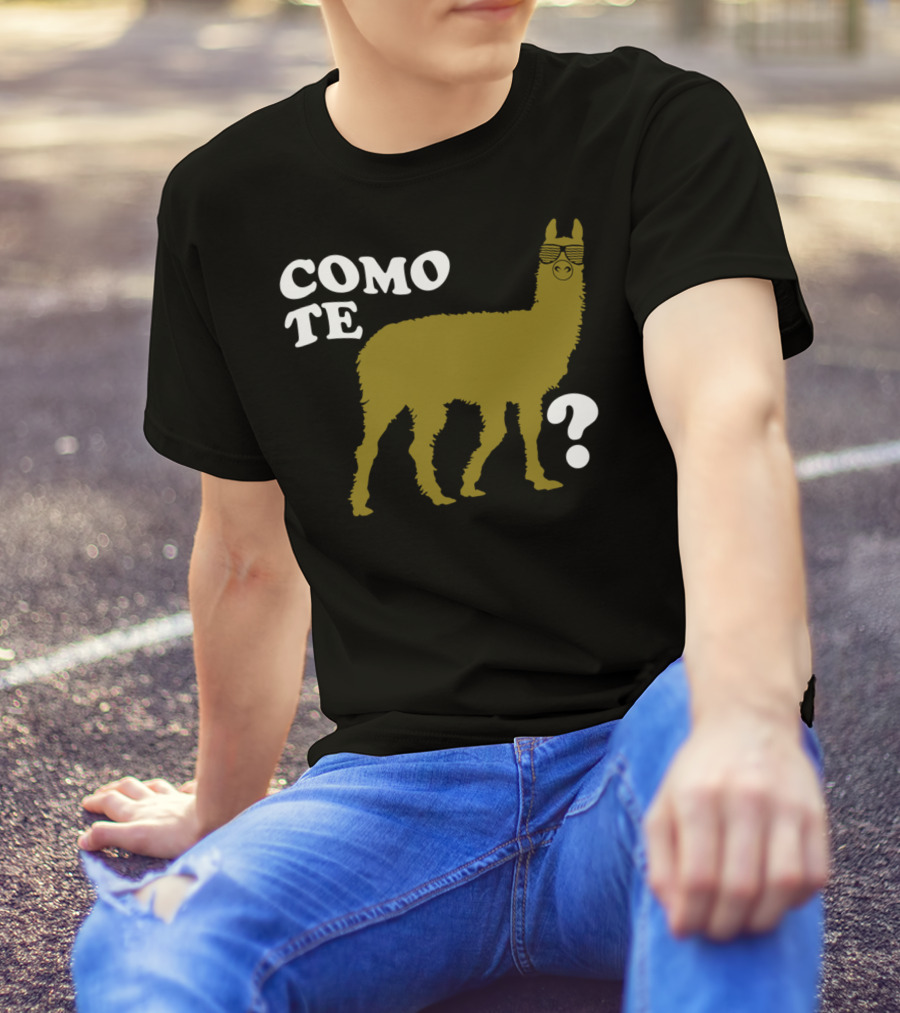 COMO TE LLAMA Sunglasses Llama With Question Mark T-Shirt