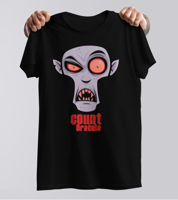 Count Dracula Vampire Cartoon Face T-Shirt