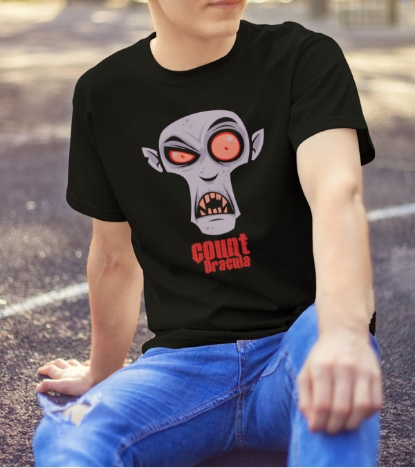 Count Dracula Vampire Cartoon Face T-Shirt