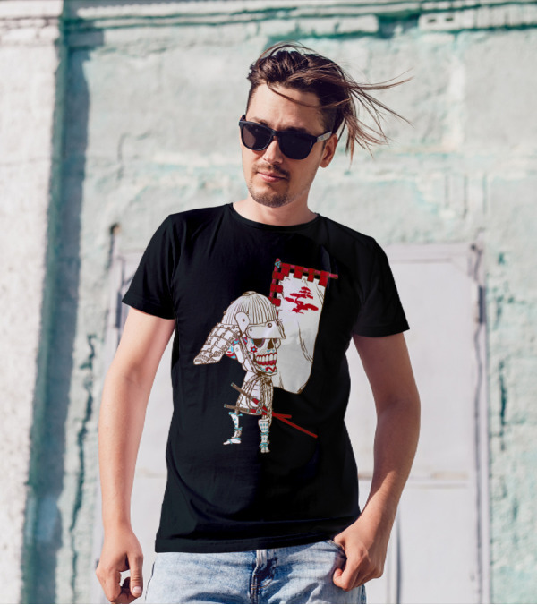 Dead Sugar Samurai Skeleton Warrior With Banner T-Shirt