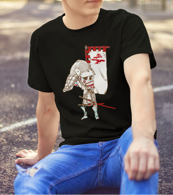 Dead Sugar Samurai Skeleton Warrior With Banner T-Shirt