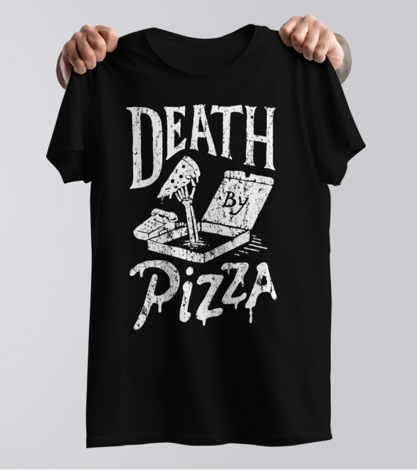 Death By Pizza Grim Reaper Skeleton Slice T-Shirt